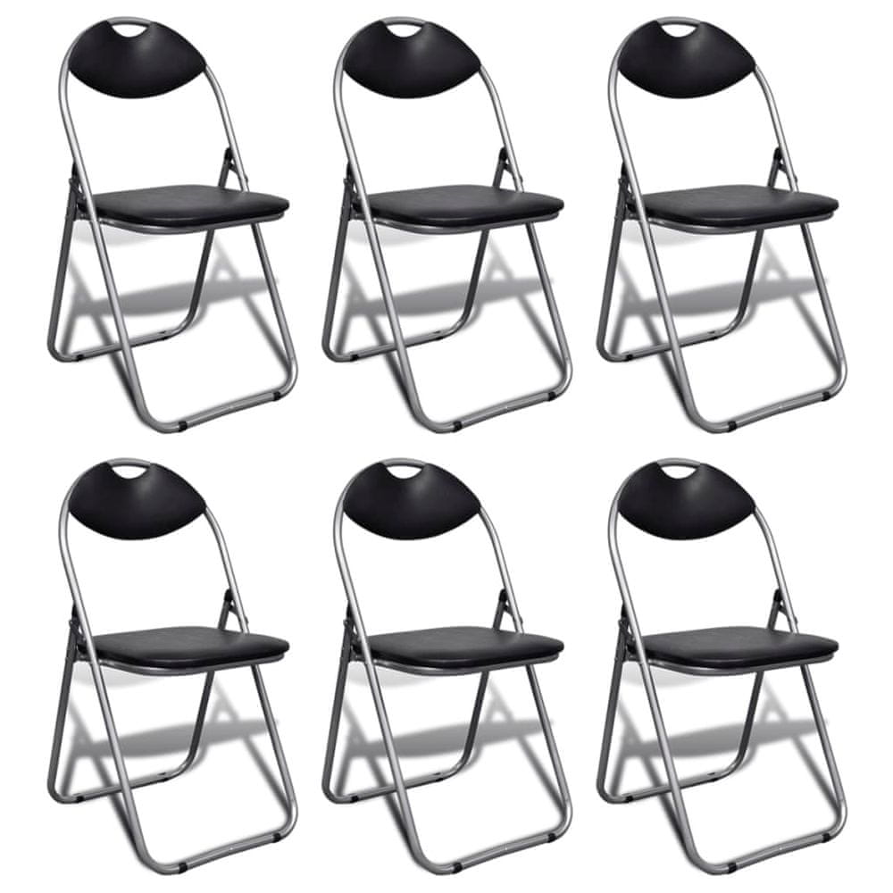 Petromila vidaXL Skladacie jedálenské stoličky 6 ks, čierne, umelá koža a oceľ